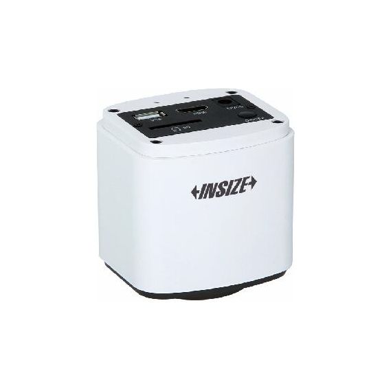 White digital camera for a microscope with 'INSIZE' branding on a white background
