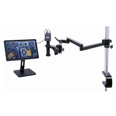 Flexible Arm Auto Focus Digital Microscope (With Display, With Desktop Clamp) on a white background
