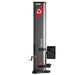 A Trimos V3 laser trim level gauge with a dark gray and silver metallic column, a red logo accent, and an attached digital display controller, shown on a solid white background.