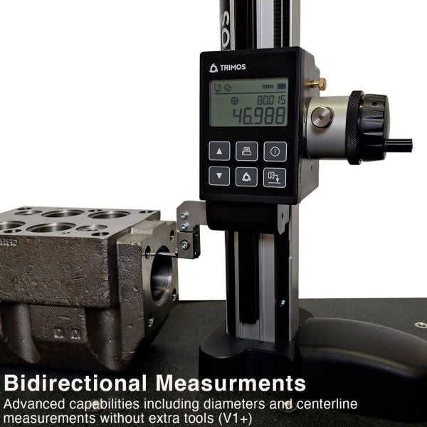 Fowler Trimos 24"/611mm V1+ Electronic Height Gage Granite Base on a white background