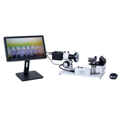 INSIZE Horizontal Microscope with a display monitor on a white background