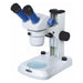 Microscope with blue eyepieces on a white background