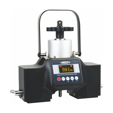 Magnetic Rockwell Hardness Tester with digital display on a white background
