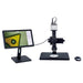 Microscope with a monitor on a white background