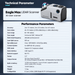 Technical specification chart for the Eagle Max LiDAR Scanner 3D laser scanner, featuring a product render of the white and silver scanner on the top right and a detailed table of performance parameters on a dark blue gradient background.