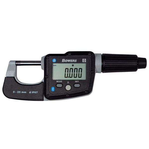 Fowler-Bowers DigiMic digital external micrometer on a white background