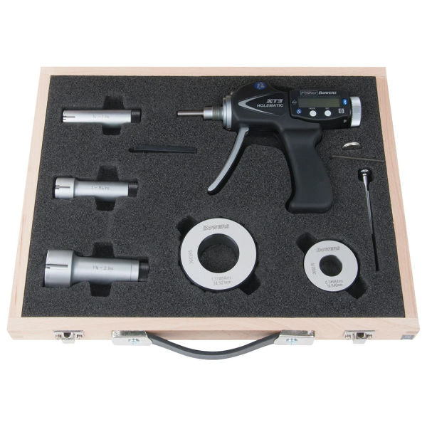 Fowler-Bowers XTH3 Holematic Bluetooth bore gauge set on a white background