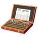 Fowler square steel gage block set on a white background