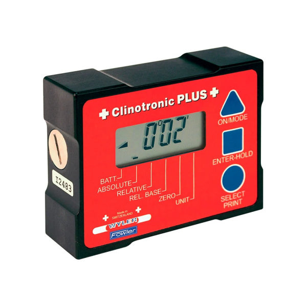 Fowler-Wyler Clinotronic PLUS electronic level on a white background