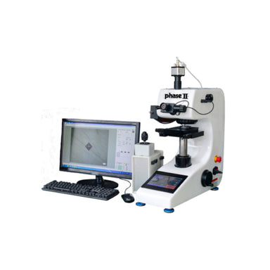Phase II fully automated micro Vickers hardness tester on a white background