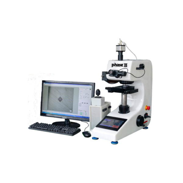 Phase II fully automated micro Vickers hardness tester on a white background